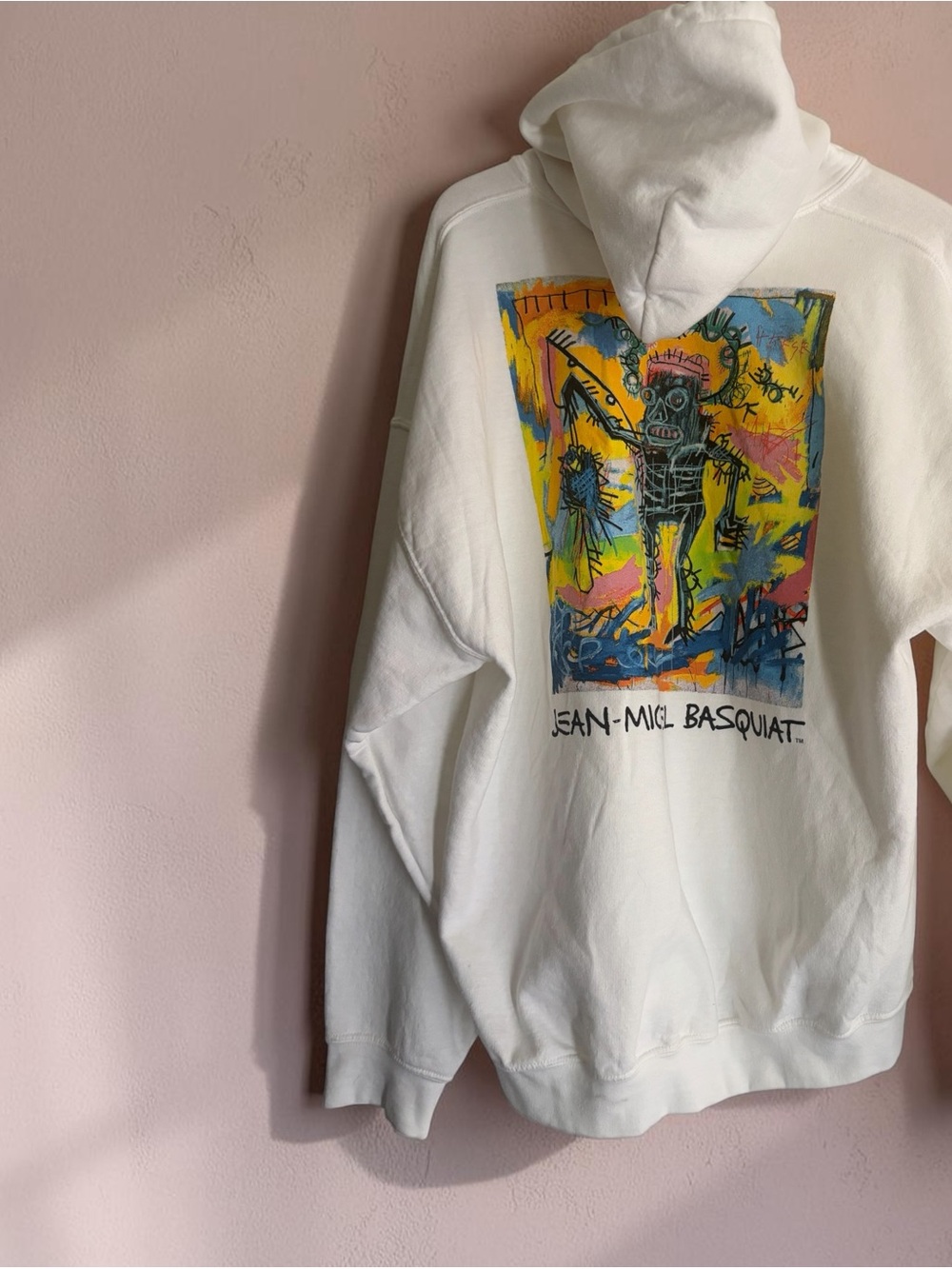 Jean-Michel Basquiat Graphic Hoodie White Pullover Sweatshirt Unisex Size XL